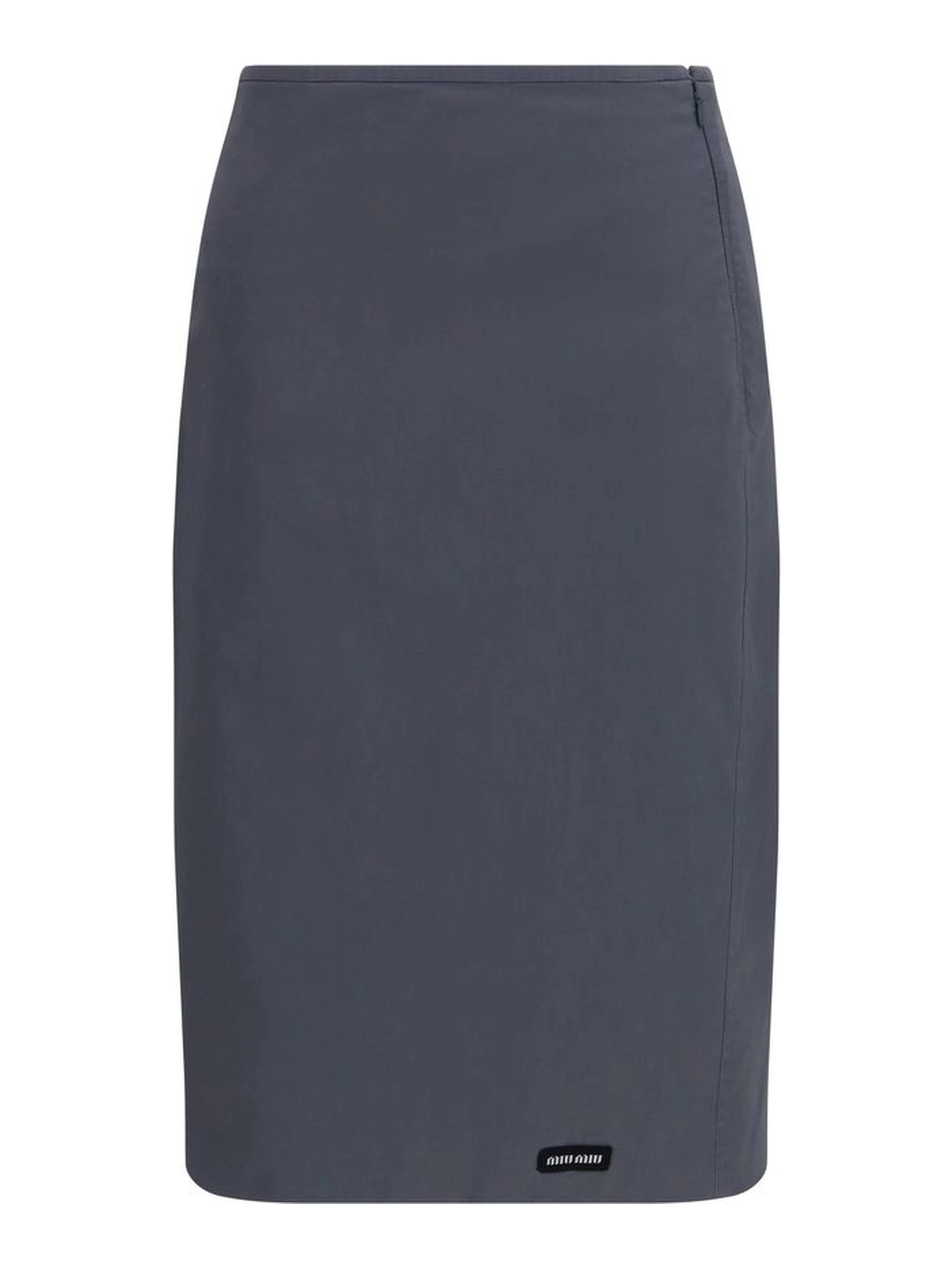 Gray Cotton Midi Skirt