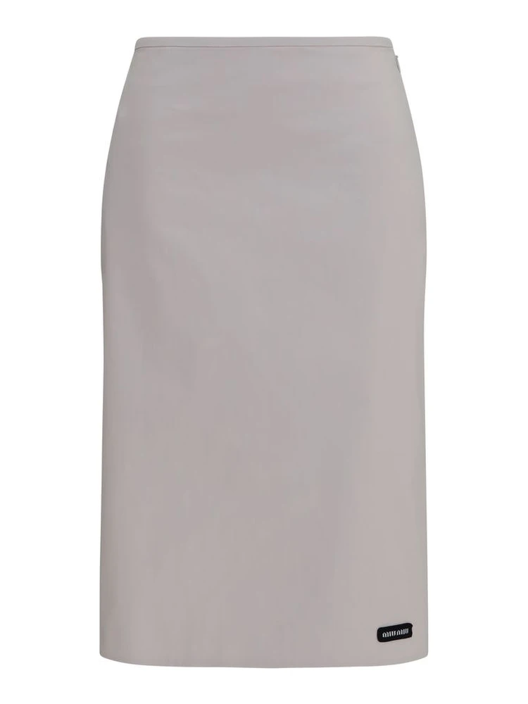 Gray Cotton Midi Skirt