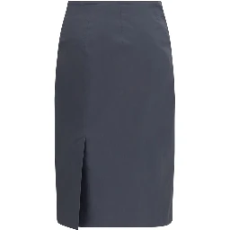 Gray Cotton Midi Skirt