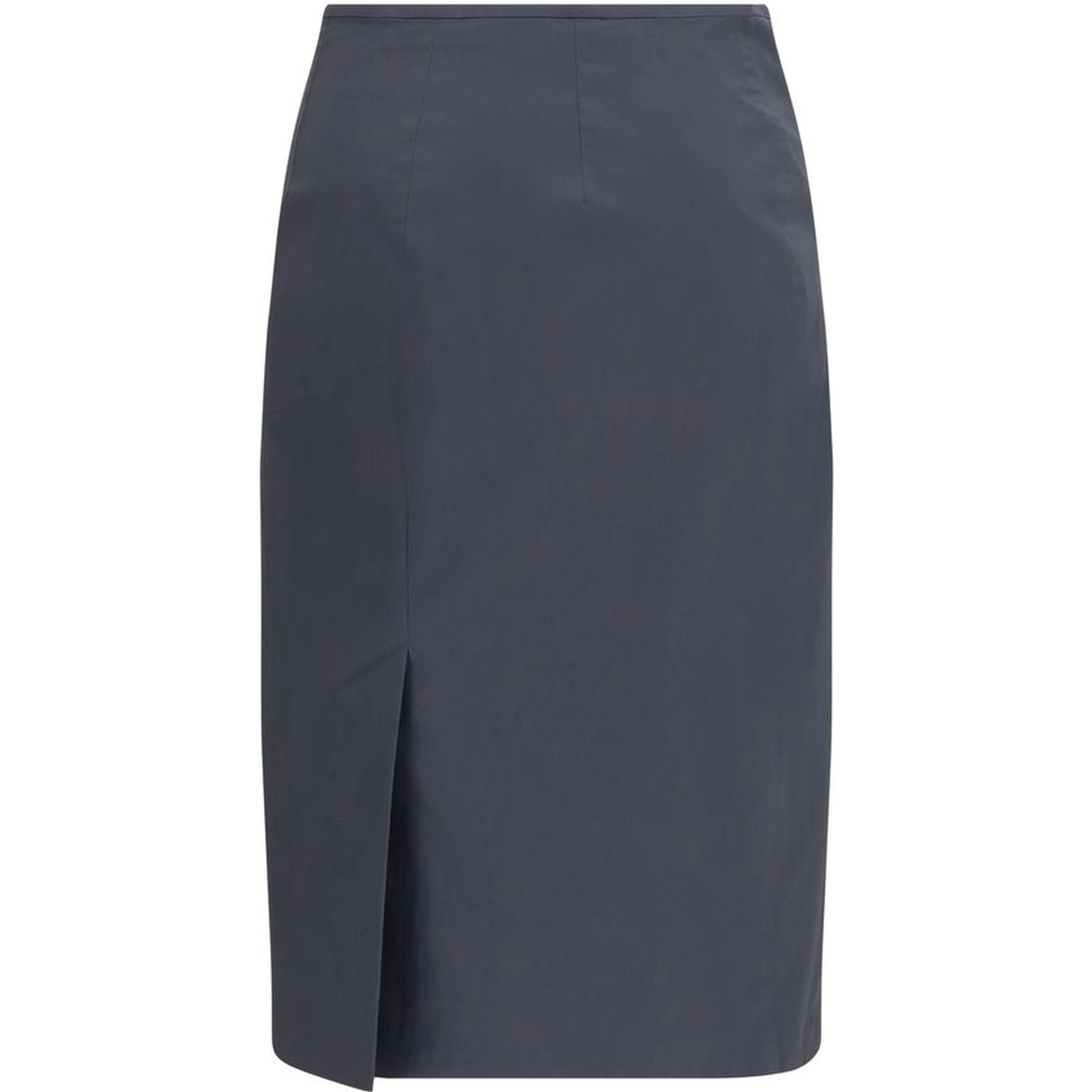 Gray Cotton Midi Skirt
