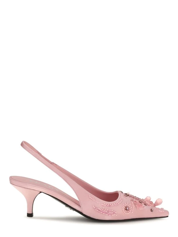 Multicolor Satin Mid Heel Pumps