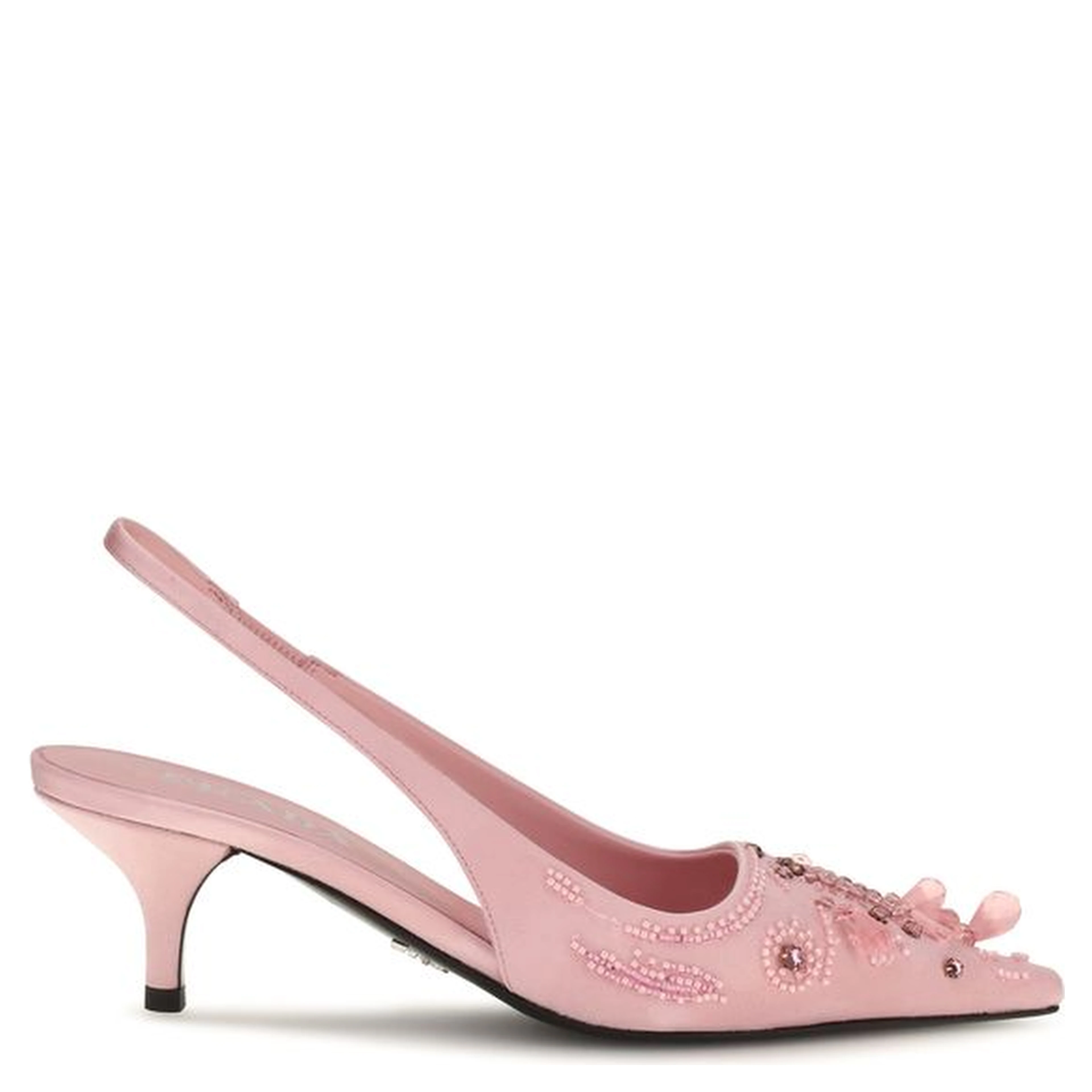 Multicolor Satin Mid Heel Pumps