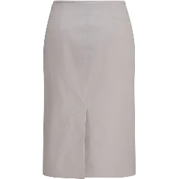 Gray Cotton Midi Skirt