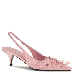 Multicolor Satin Mid Heel Pumps