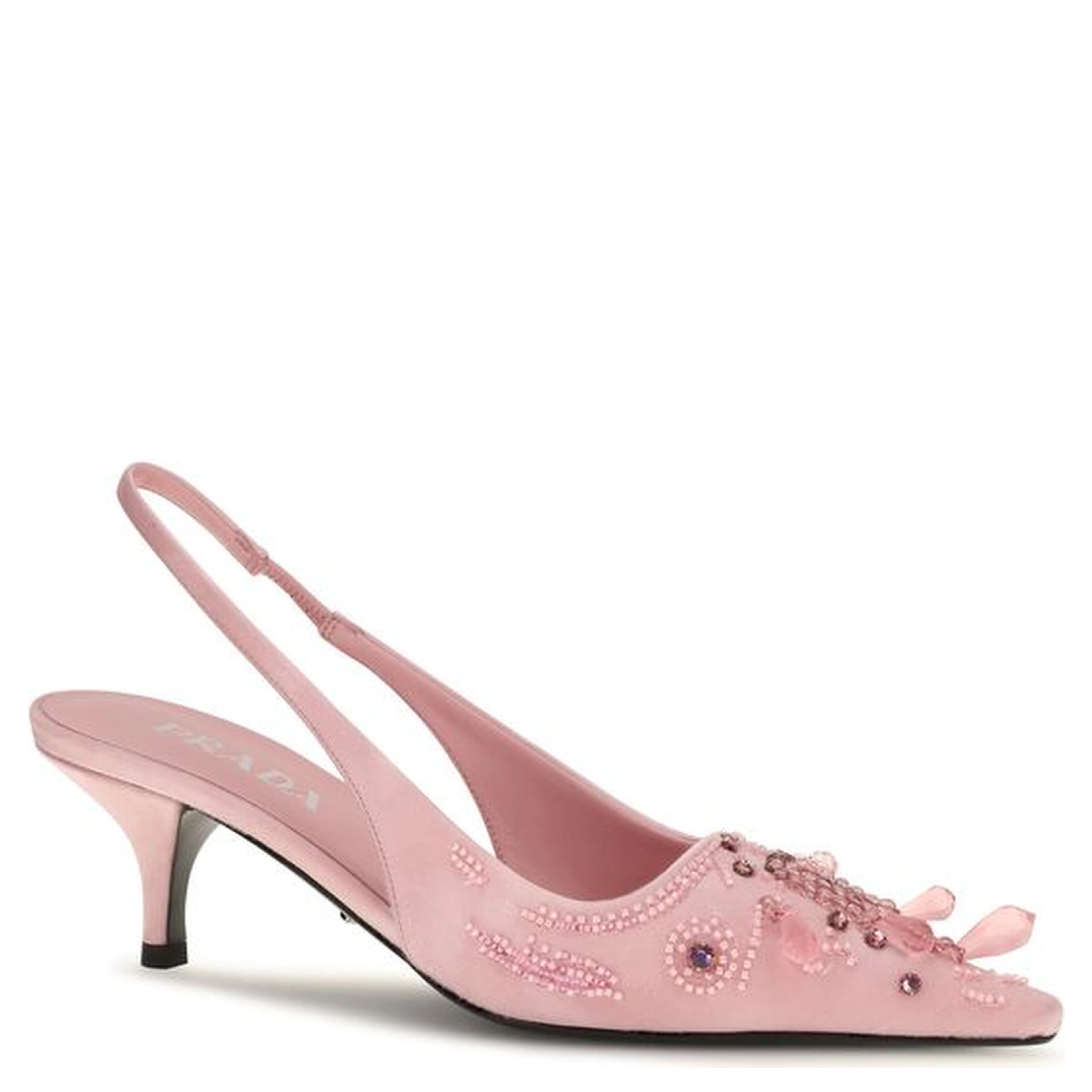 Multicolor Satin Mid Heel Pumps