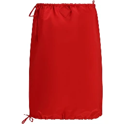 Red Silk Midi Skirt