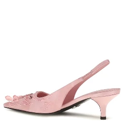 Multicolor Satin Mid Heel Pumps