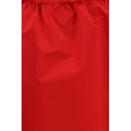 Red Silk Midi Skirt