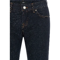Blue Cotton Bootcut Jeans