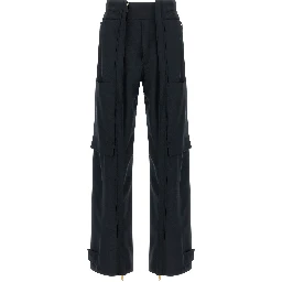 Blue Polyester Cargo Pants