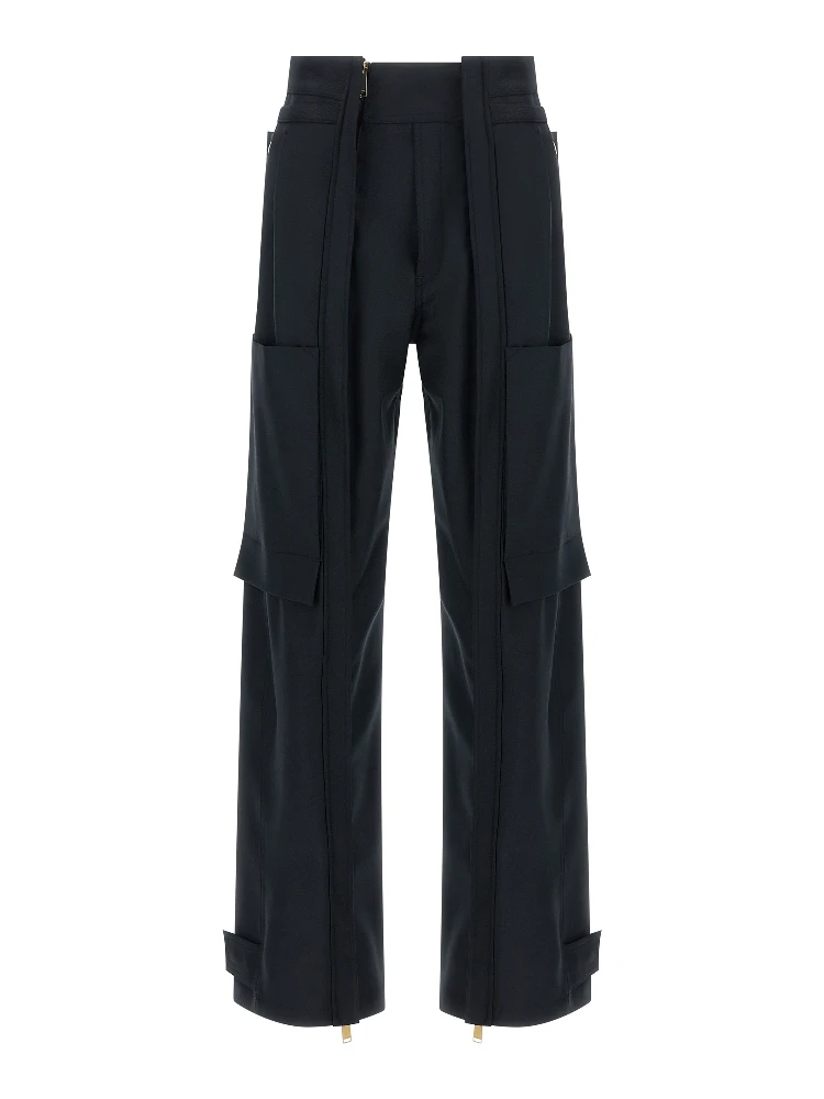 Blue Polyester Cargo Pants