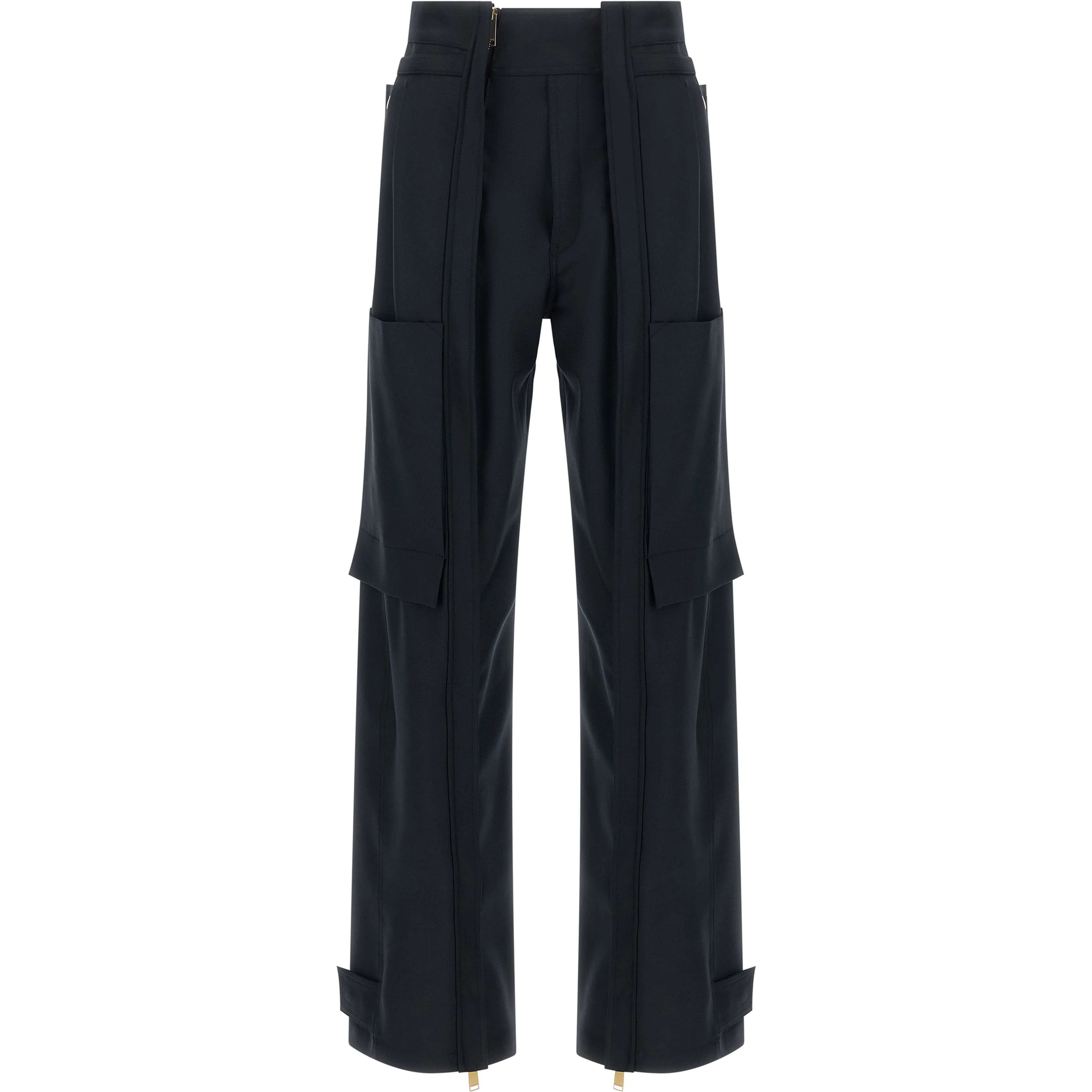 Blue Polyester Cargo Pants