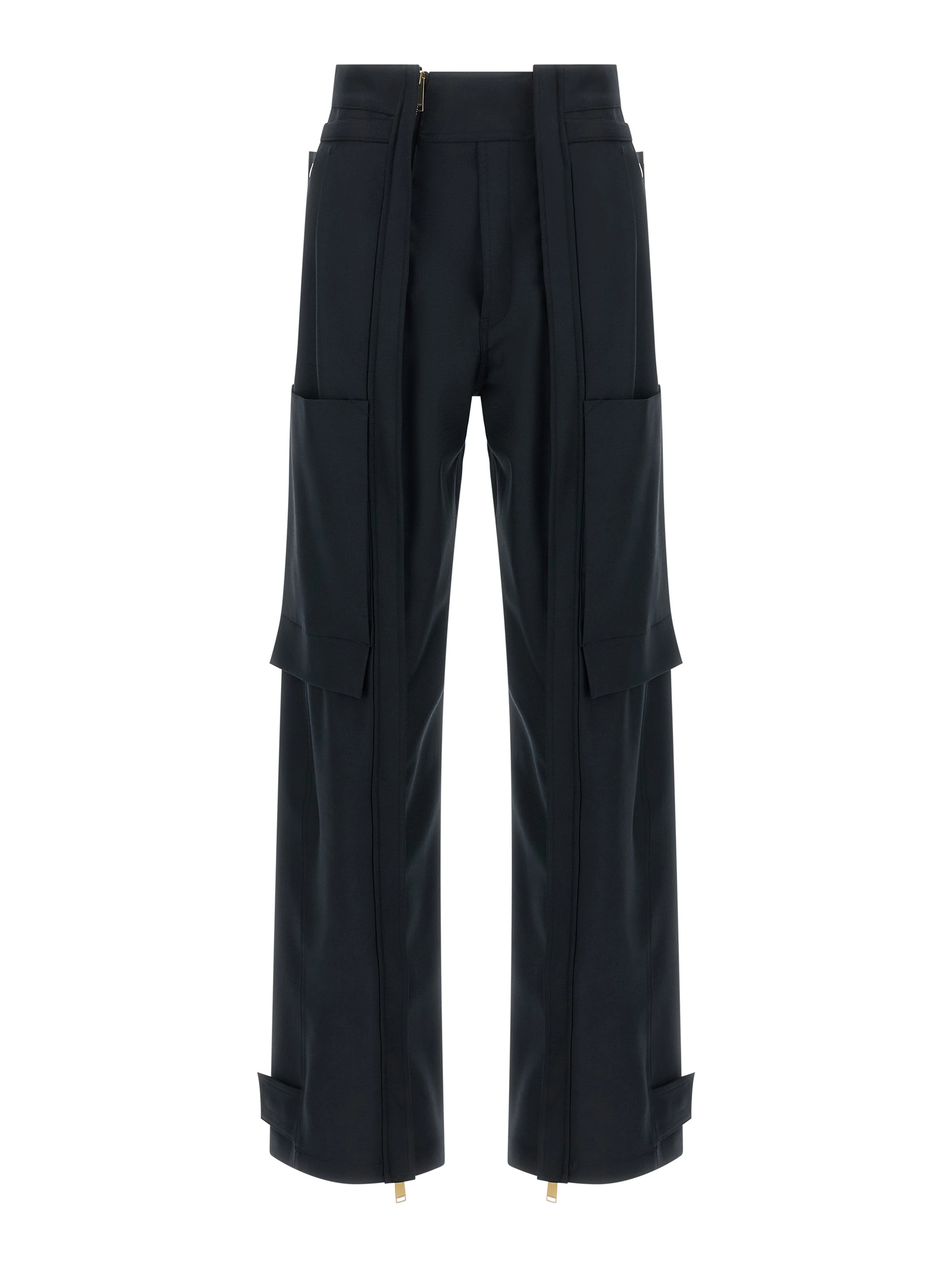 Blue Polyester Cargo Pants