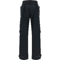 Blue Polyester Cargo Pants