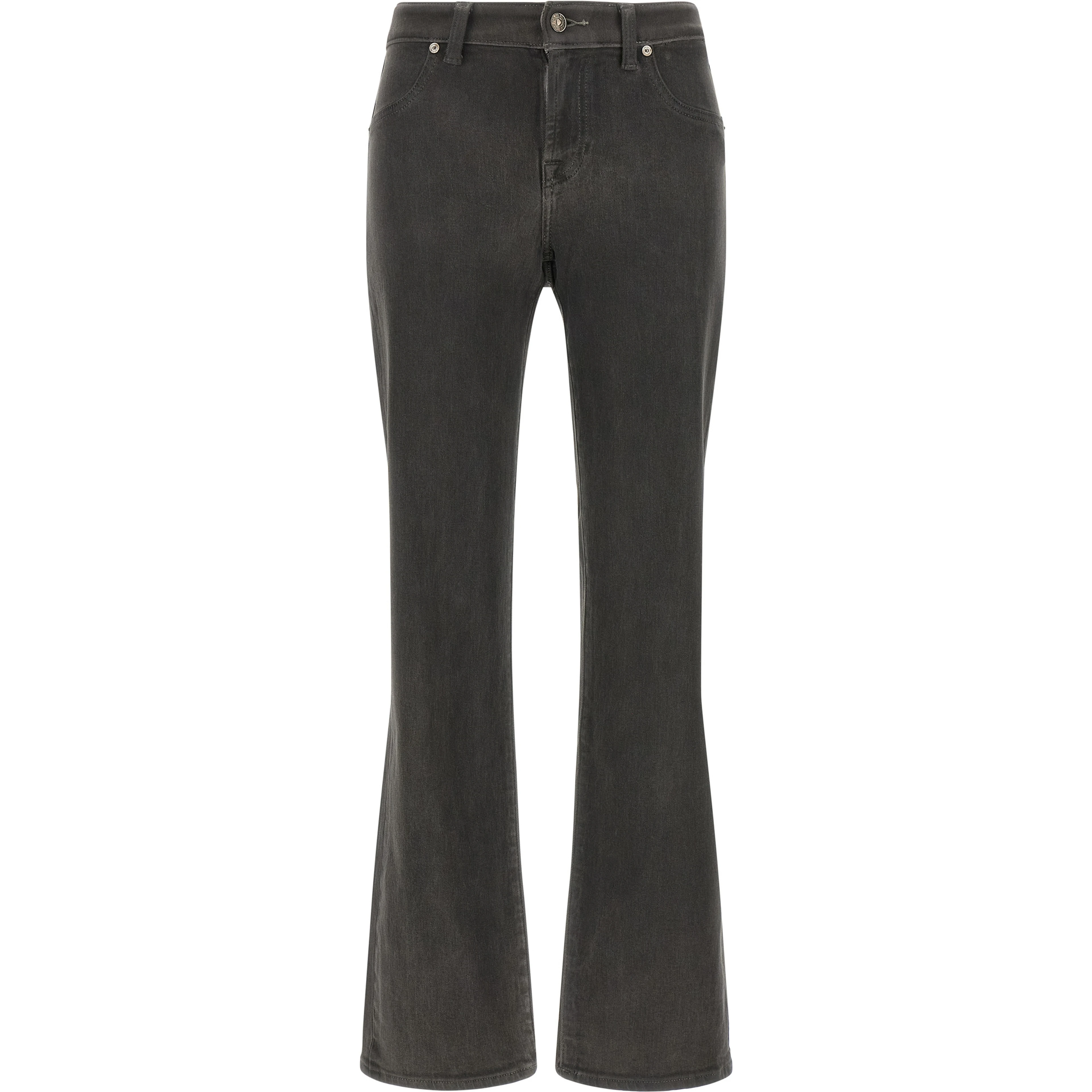 Gray Cotton Straight-Leg Jeans