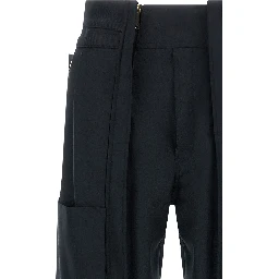 Blue Polyester Cargo Pants