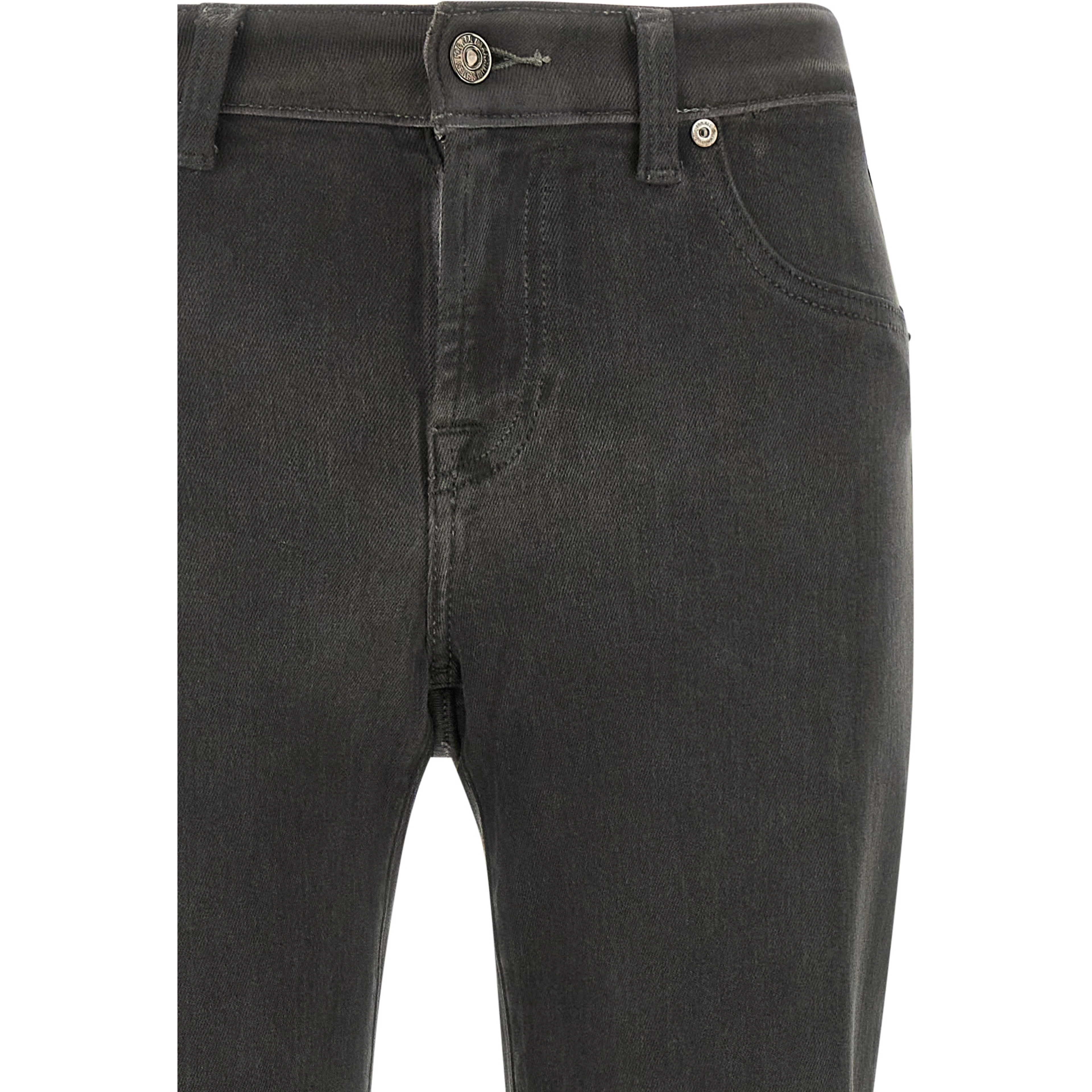 Gray Cotton Straight-Leg Jeans