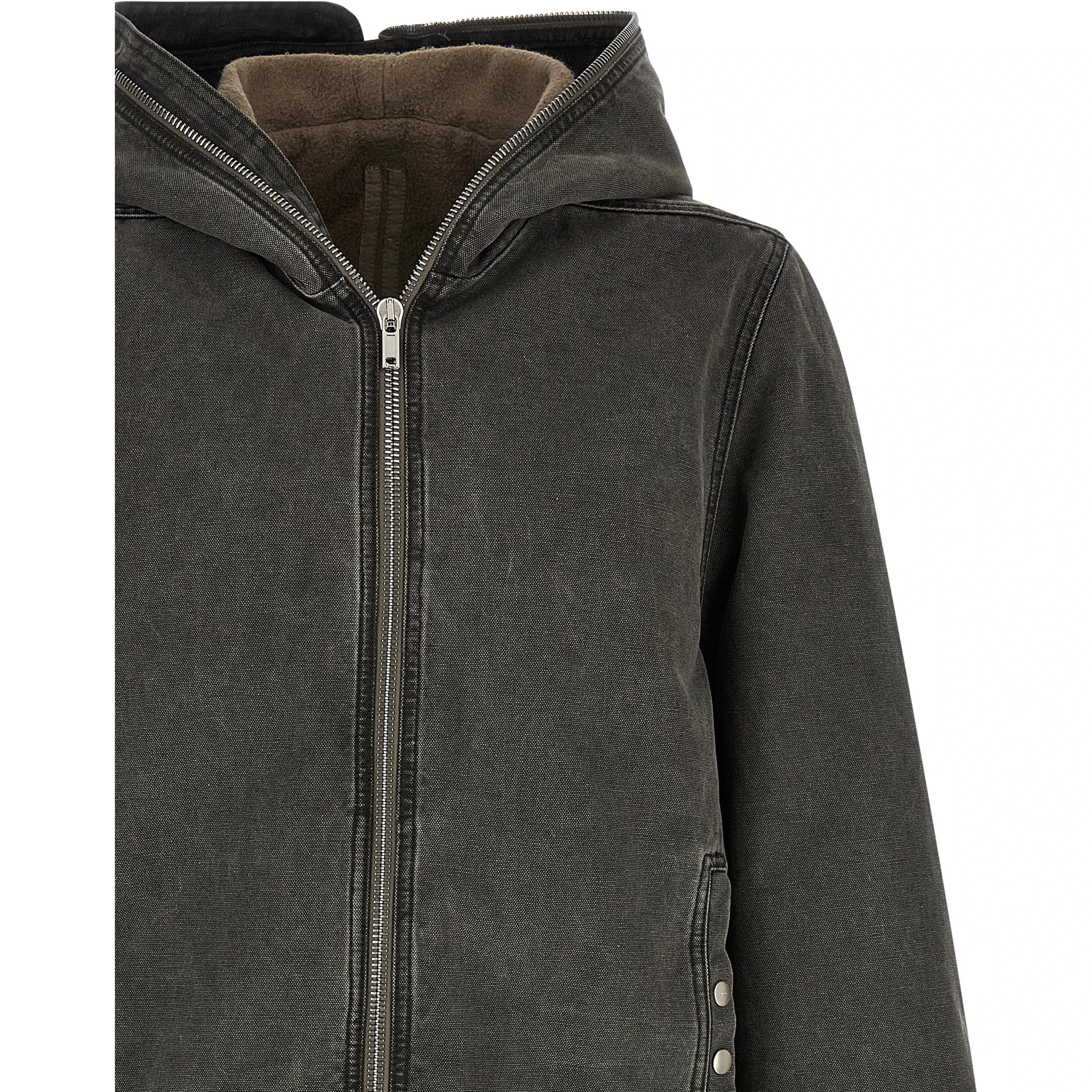 Gray Cotton Full-Length Jacket