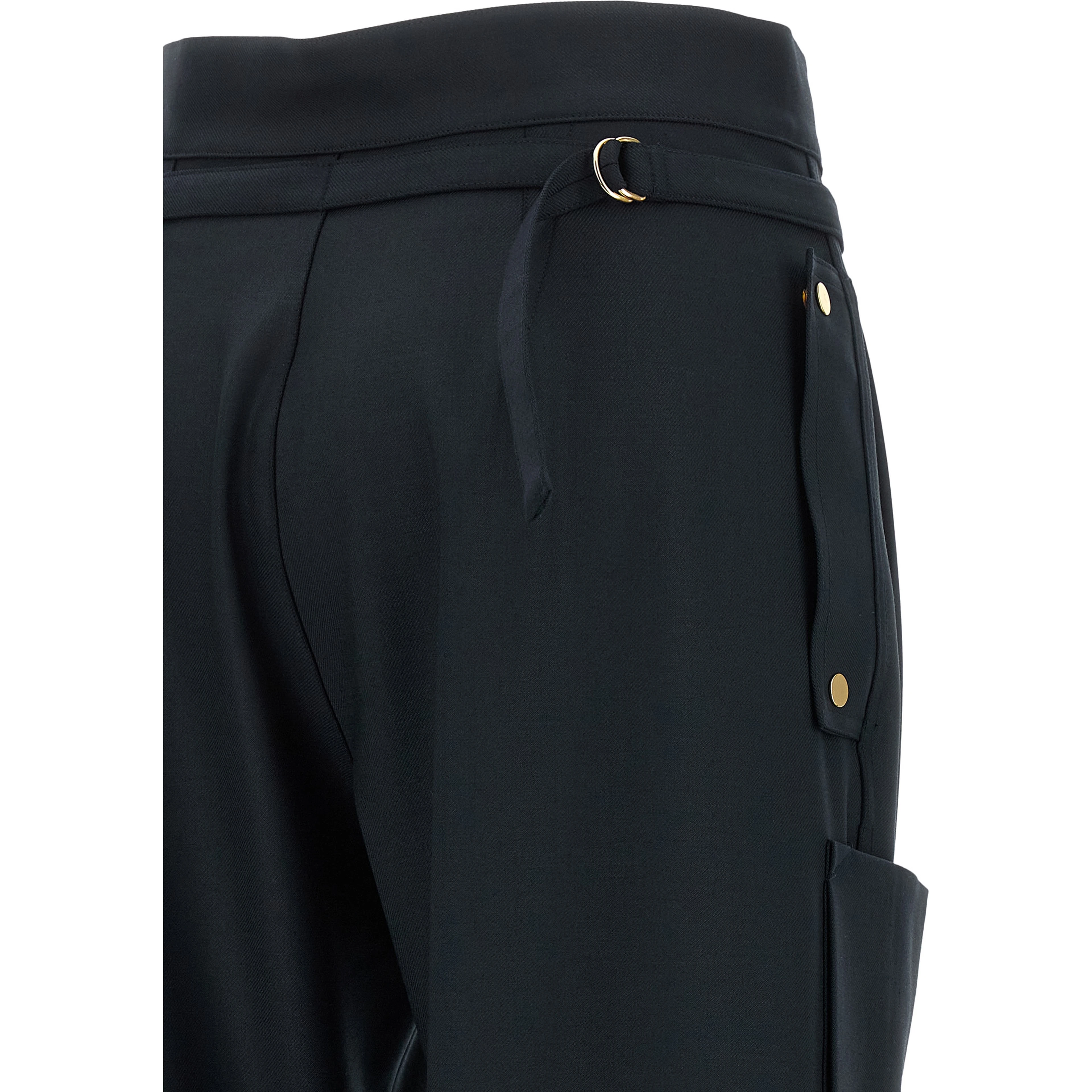 Blue Polyester Cargo Pants