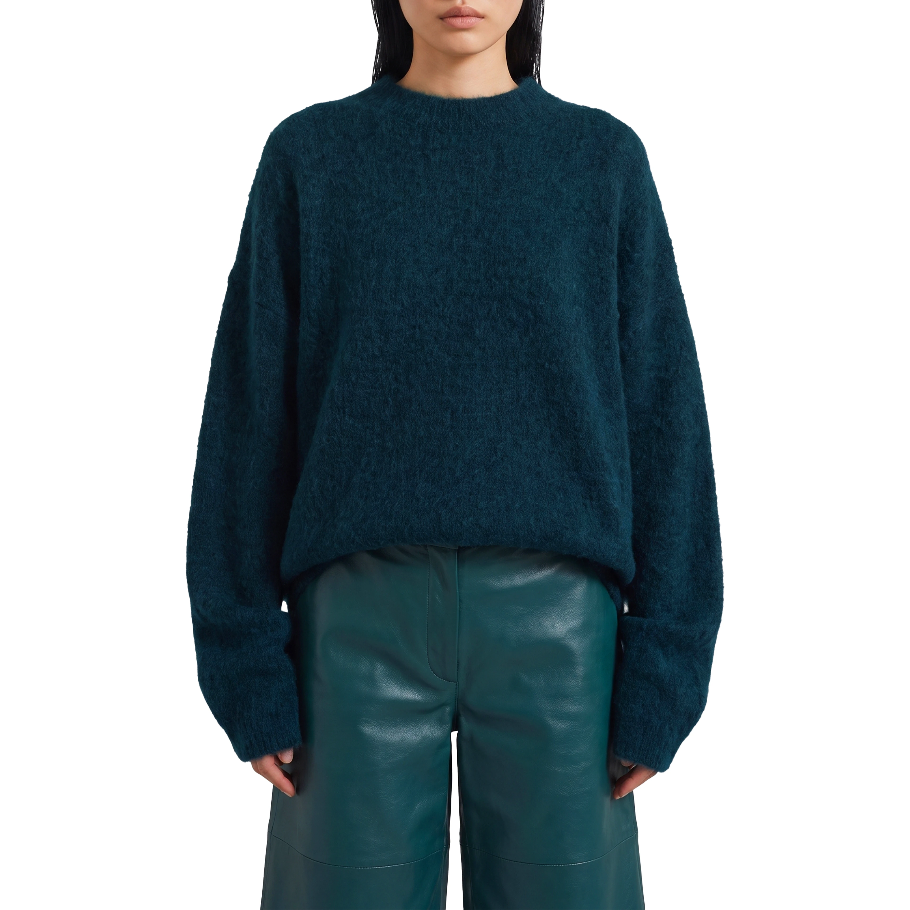 Bottle green Timea mohair fuzzy sweater