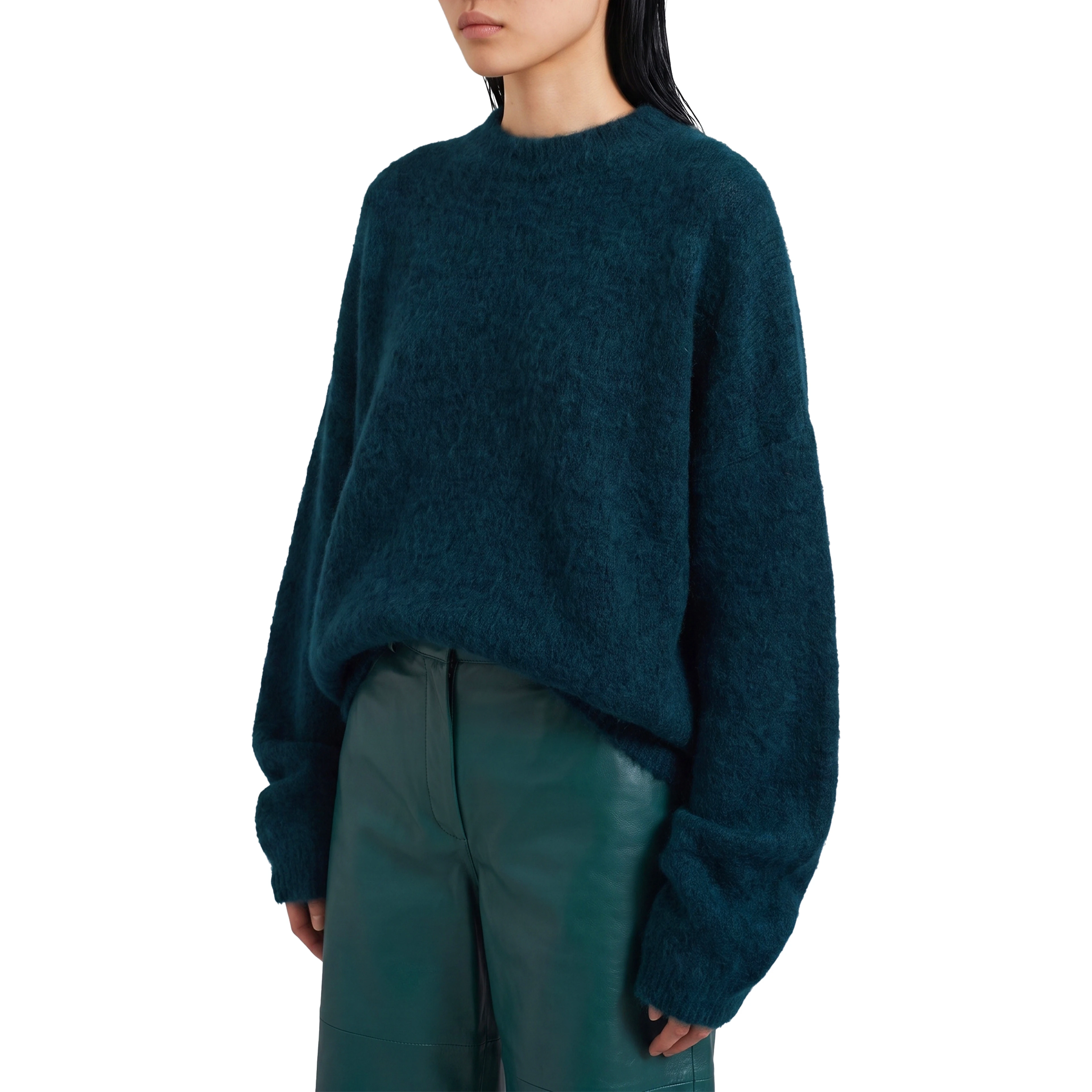 Bottle green Timea mohair fuzzy sweater