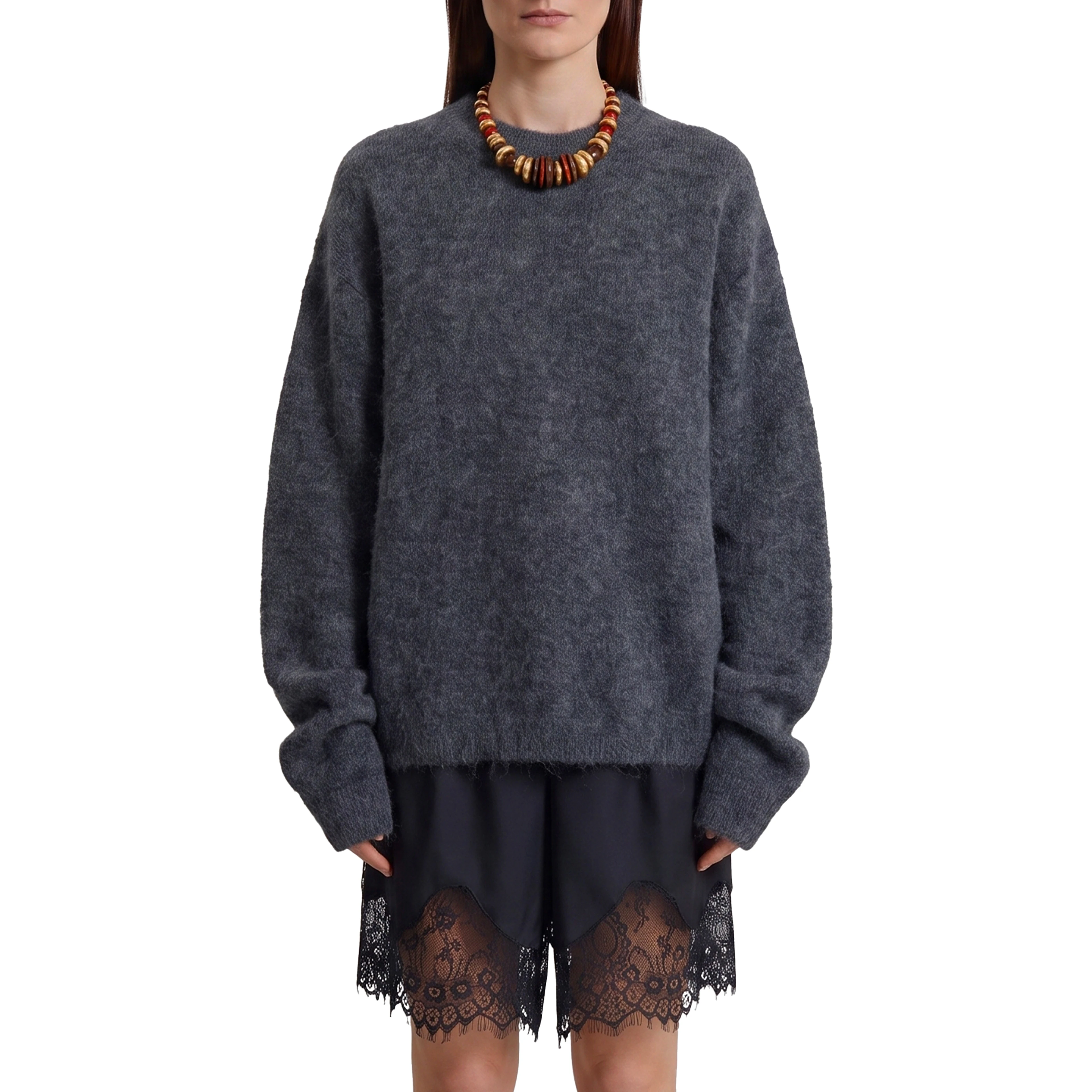 Dark grey Timea mohair fuzzy sweater