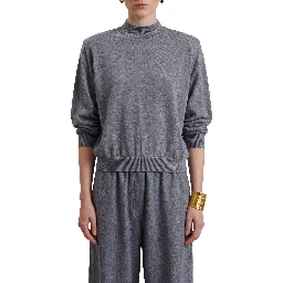Grey melange Rue padded high neck sweater