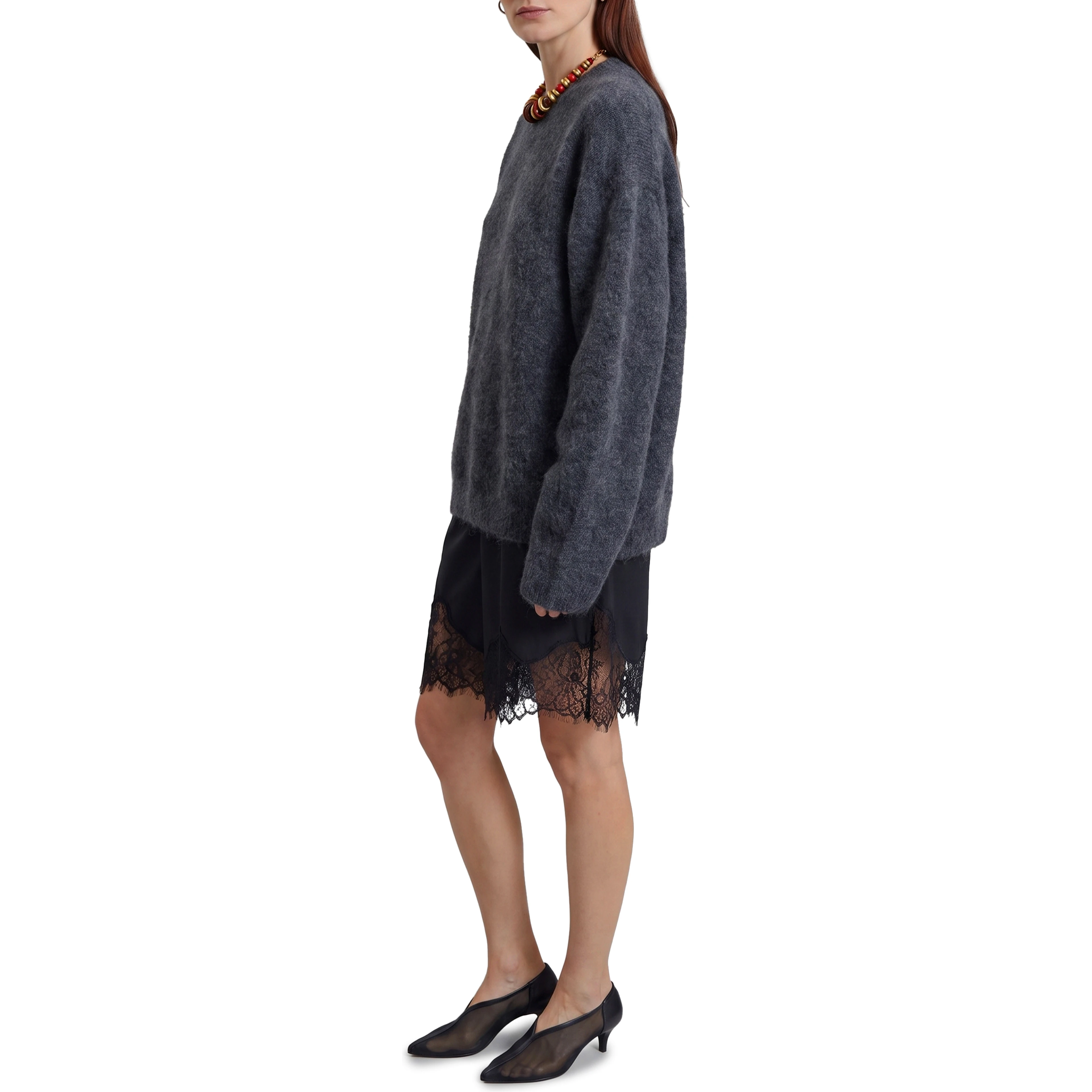 Dark grey Timea mohair fuzzy sweater