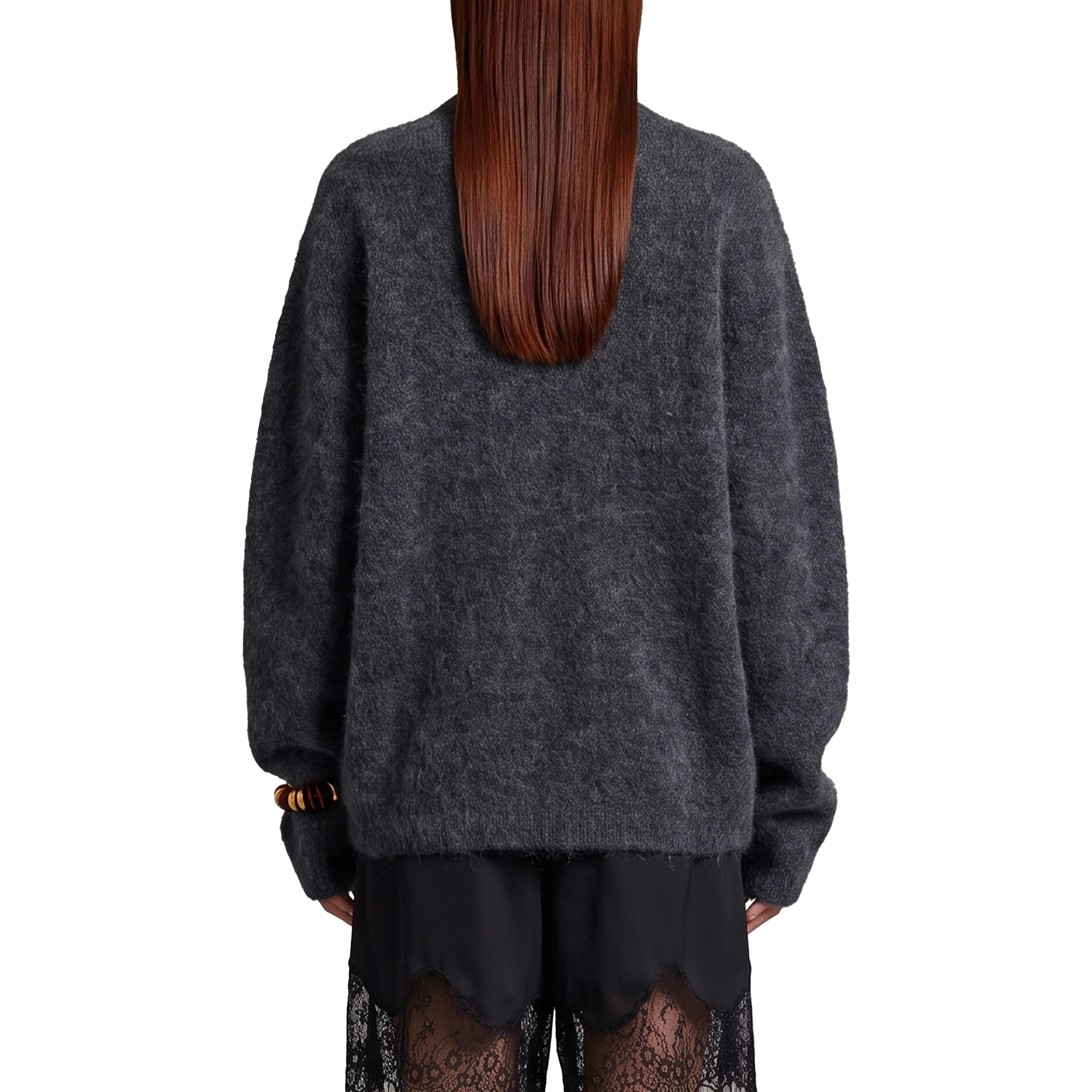 Dark grey Timea mohair fuzzy sweater