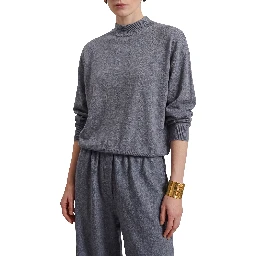 Grey melange Rue padded high neck sweater