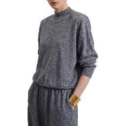 Grey melange Rue padded high neck sweater
