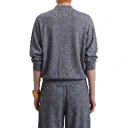 Grey melange Rue padded high neck sweater