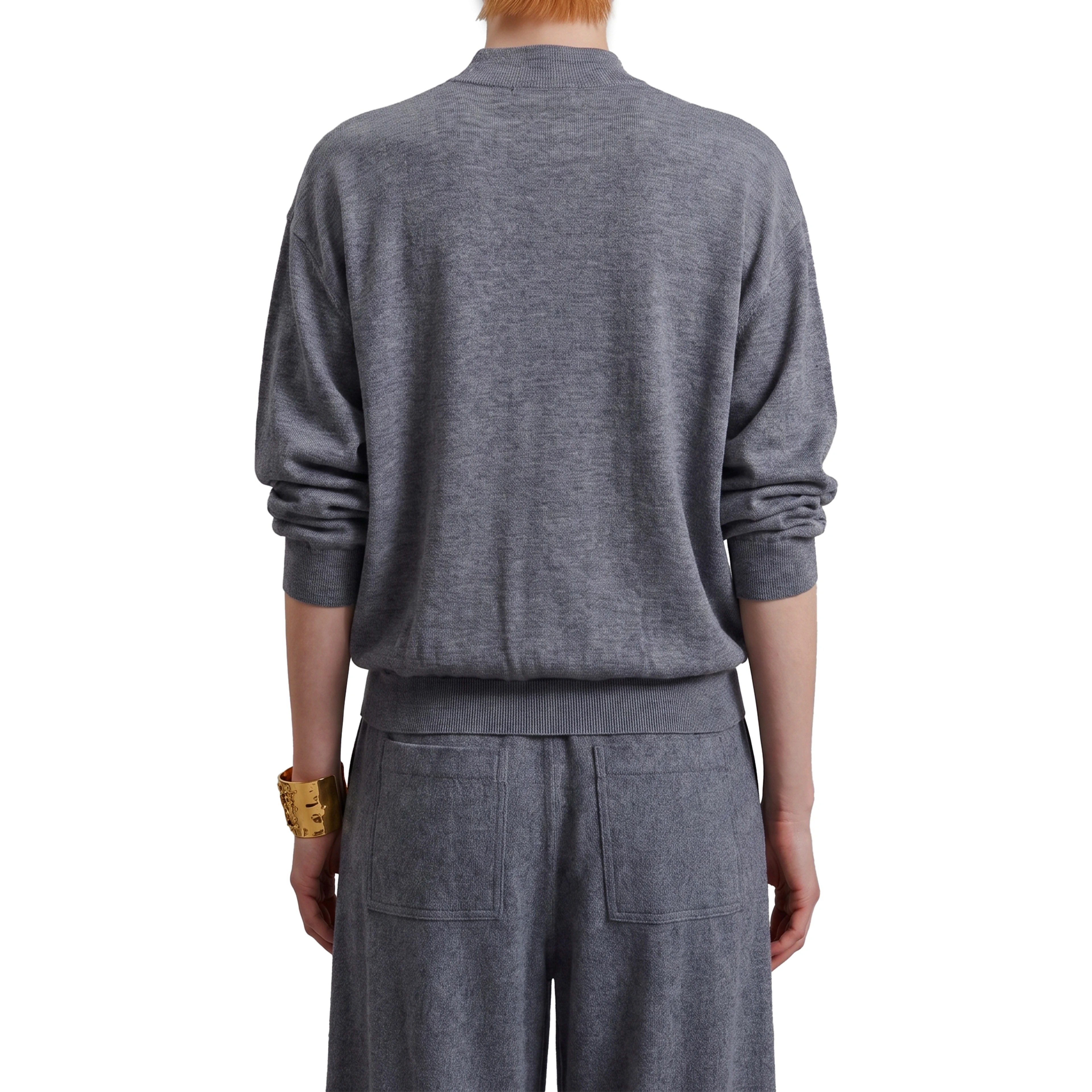 Grey melange Rue padded high neck sweater