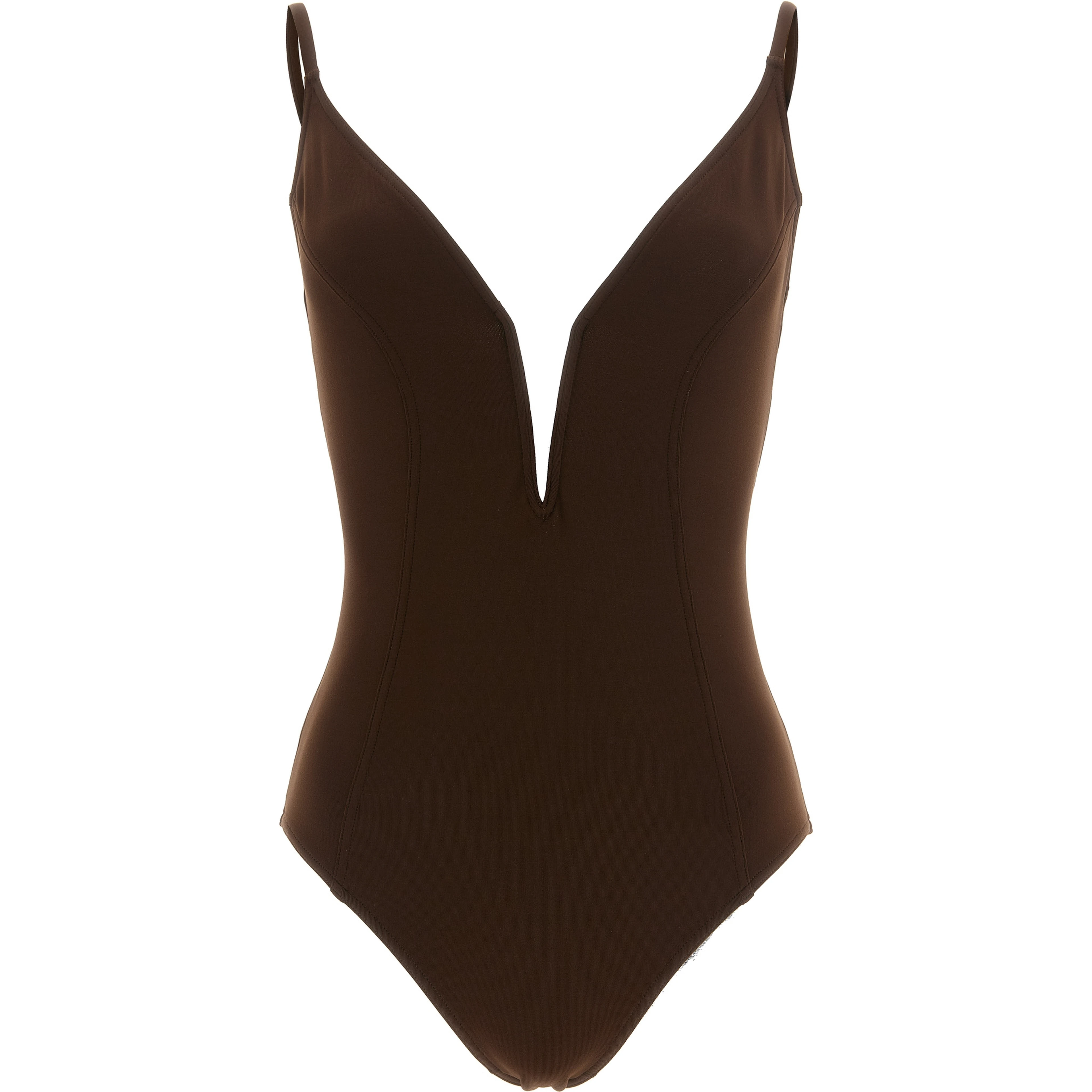 Brown Polyamide One-Piece Swimsuit