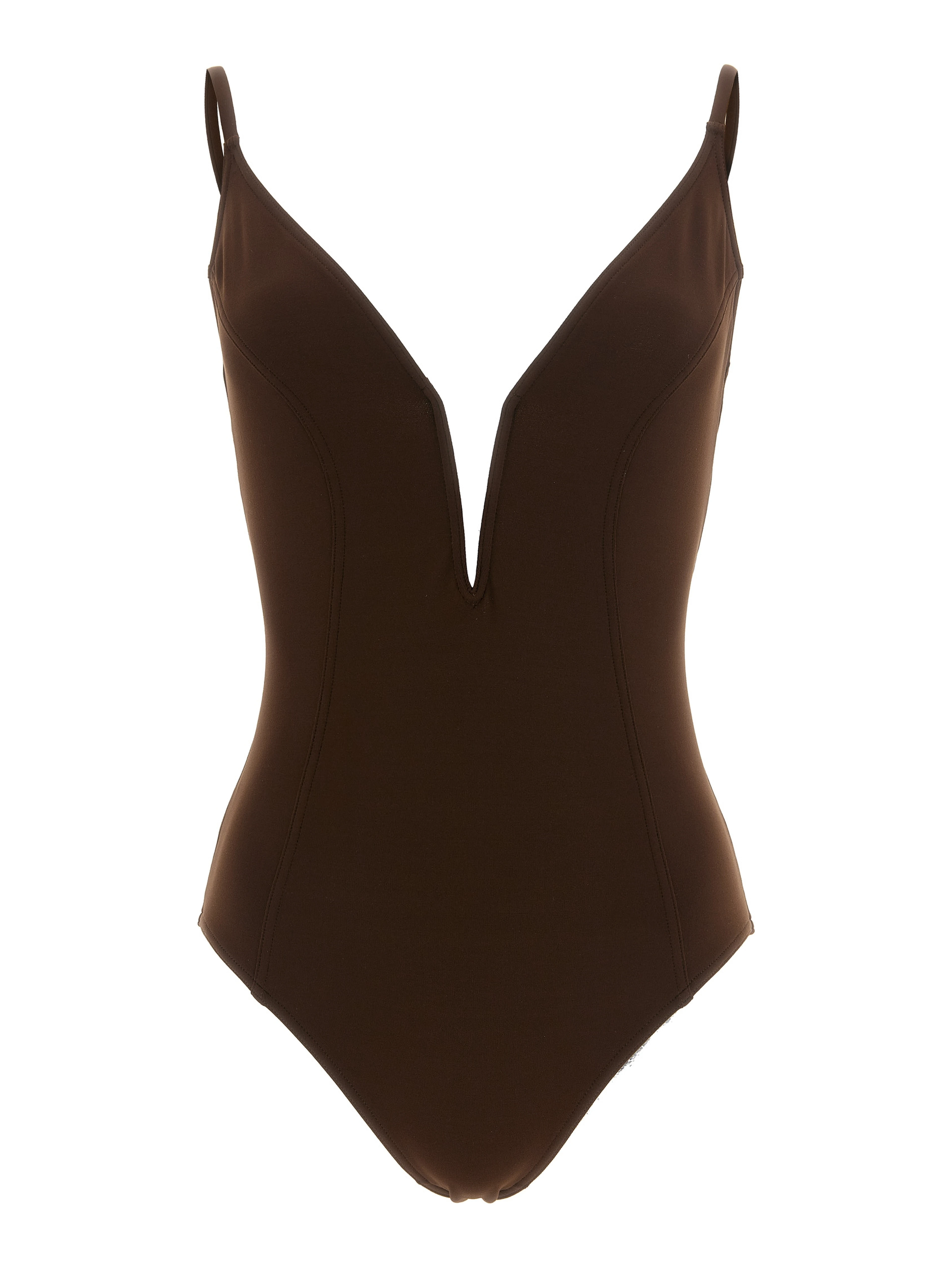 Brown Polyamide One-Piece Swimsuit