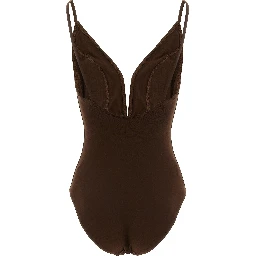 Brown Polyamide One-Piece Swimsuit