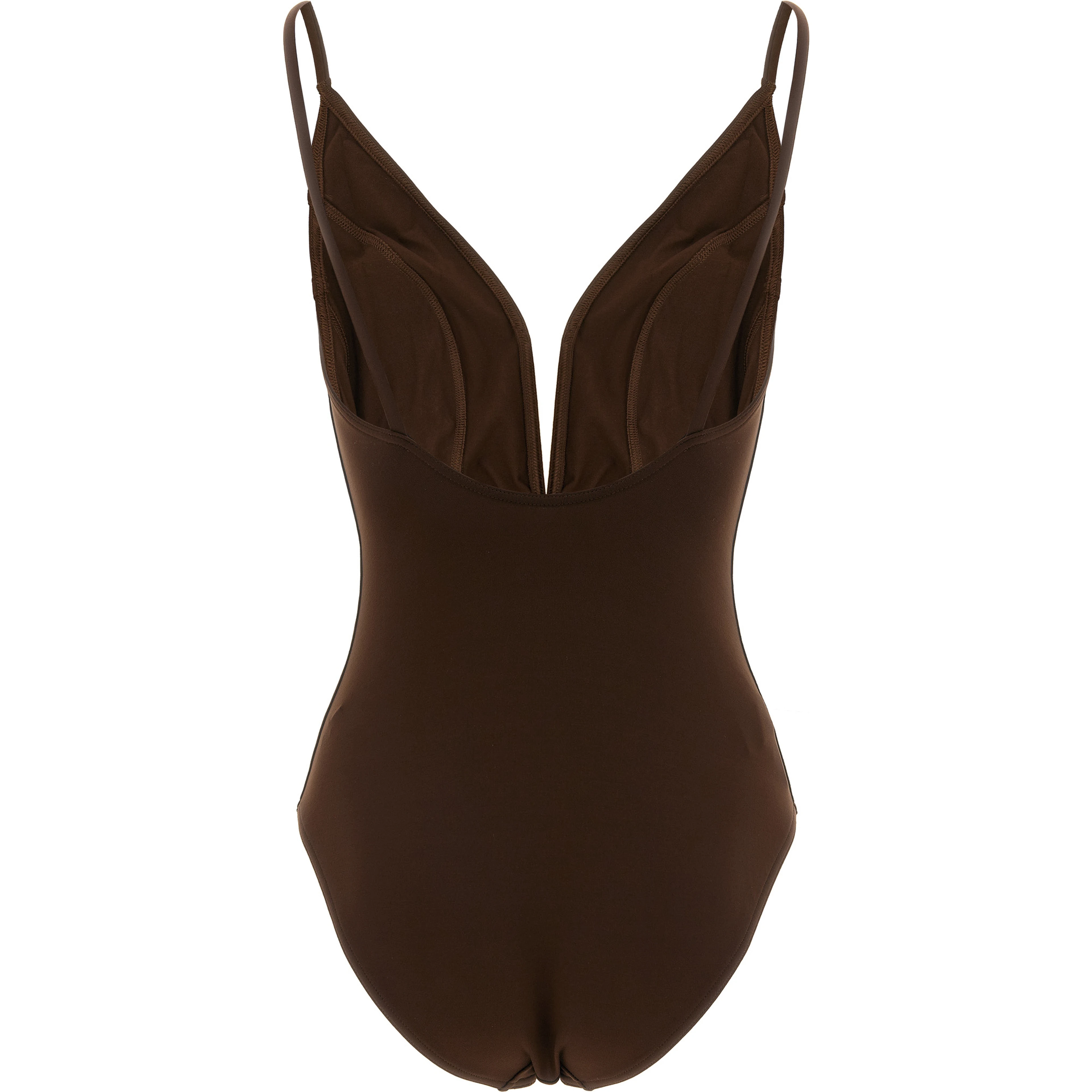 Brown Polyamide One-Piece Swimsuit