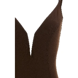 Brown Polyamide One-Piece Swimsuit