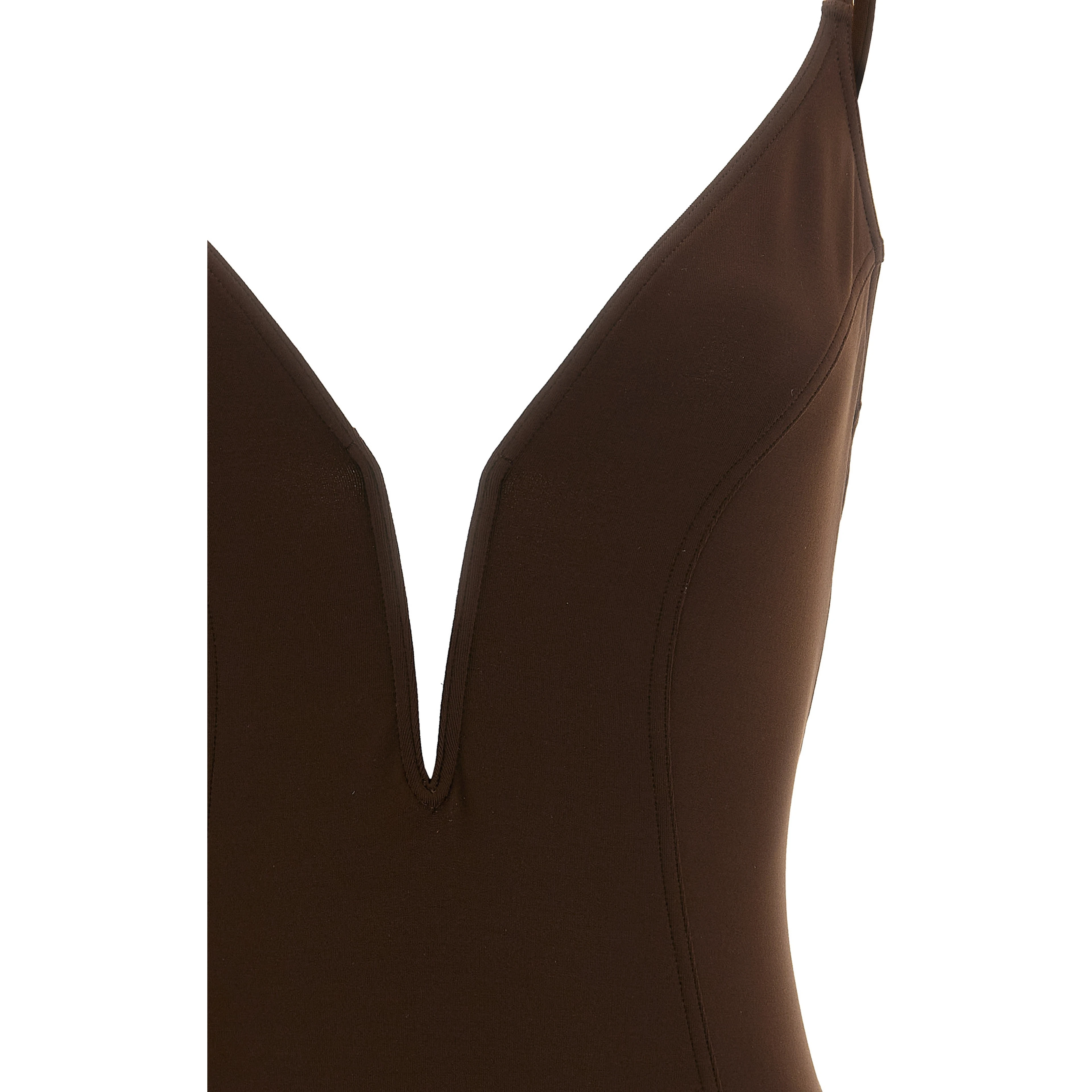 Brown Polyamide One-Piece Swimsuit