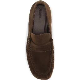 Brown Suede Leather Slip-On Loafers