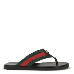 Black Nylon Flip-Flop Sandals