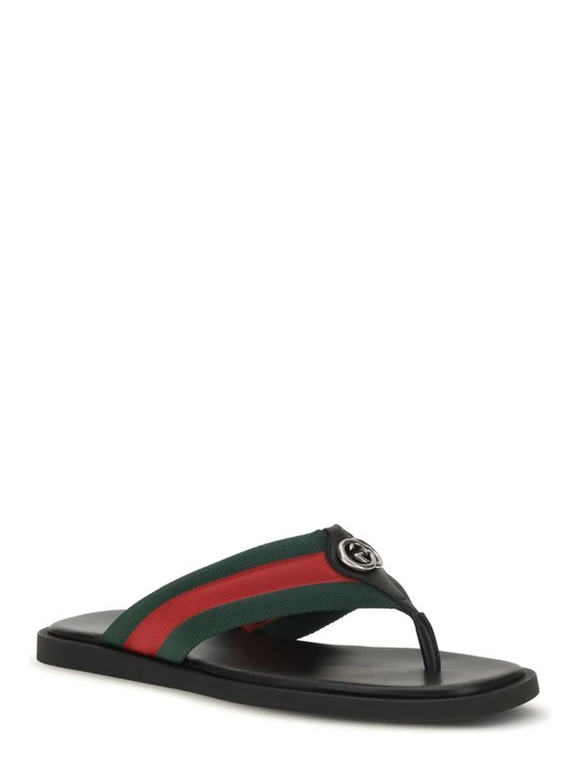 Black Nylon Flip-Flop Sandals