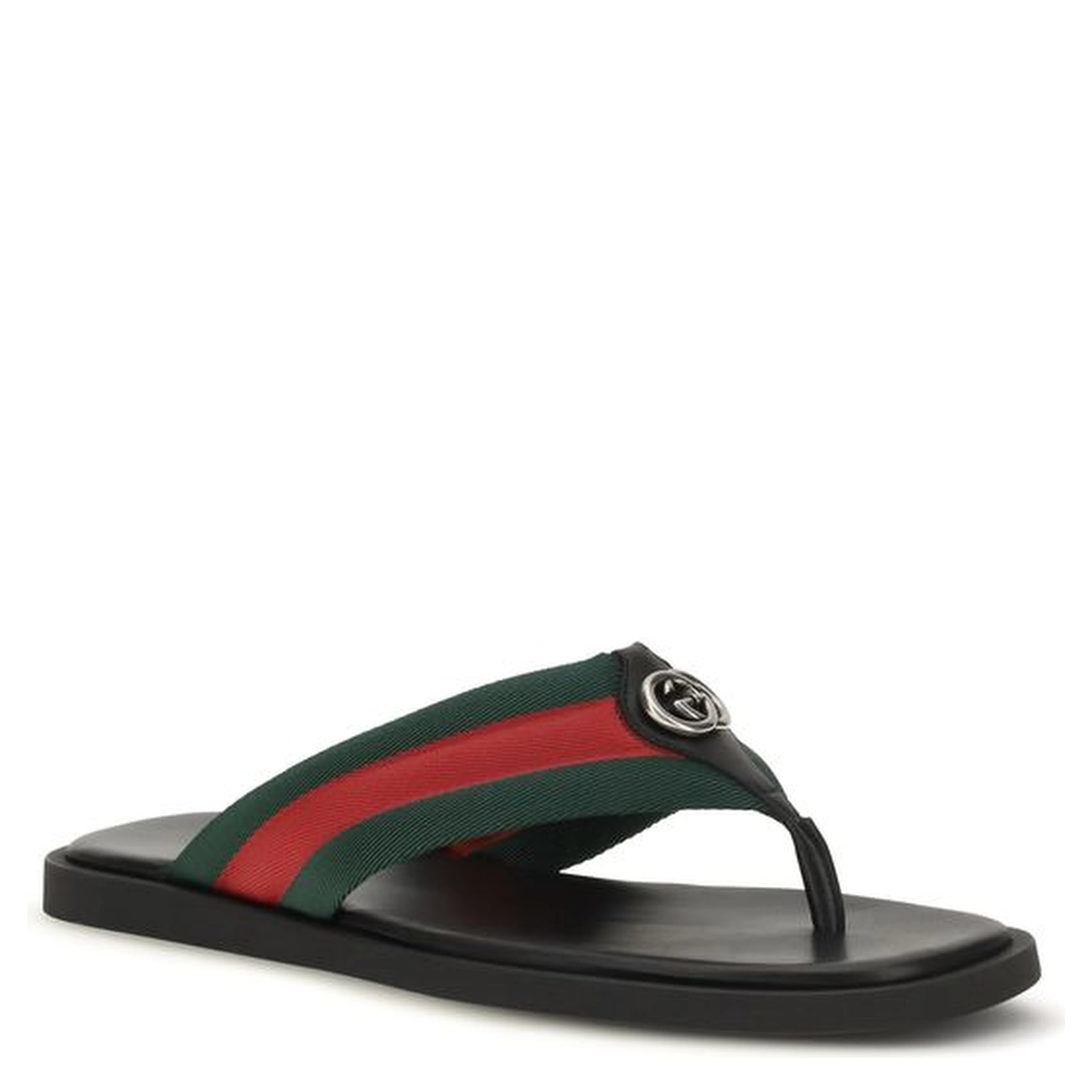 Black Nylon Flip-Flop Sandals