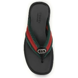 Black Nylon Flip-Flop Sandals