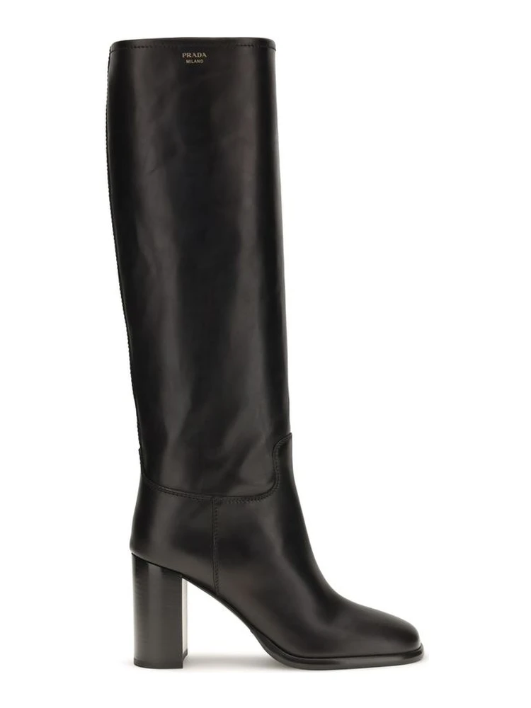 Black Calf Leather Bos Taurus High Heel Boots