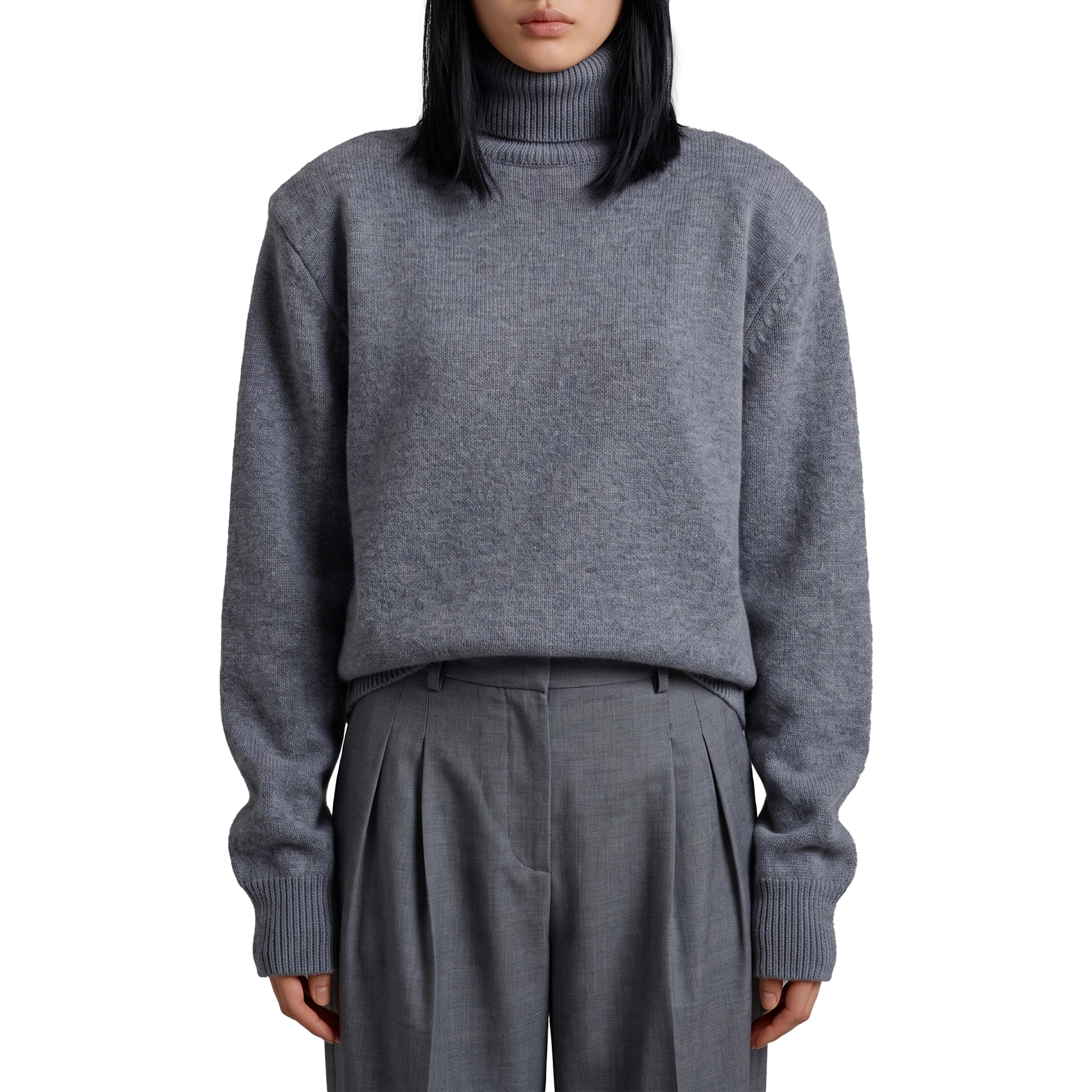 Dark grey Gala padded knit turtleneck