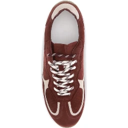 Bordeaux Suede Leather Low Top Sneakers