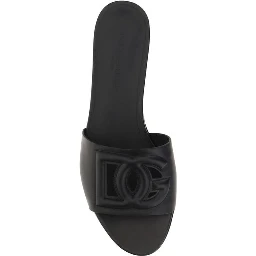 Black Calf Leather Bos Taurus Flat Sandals