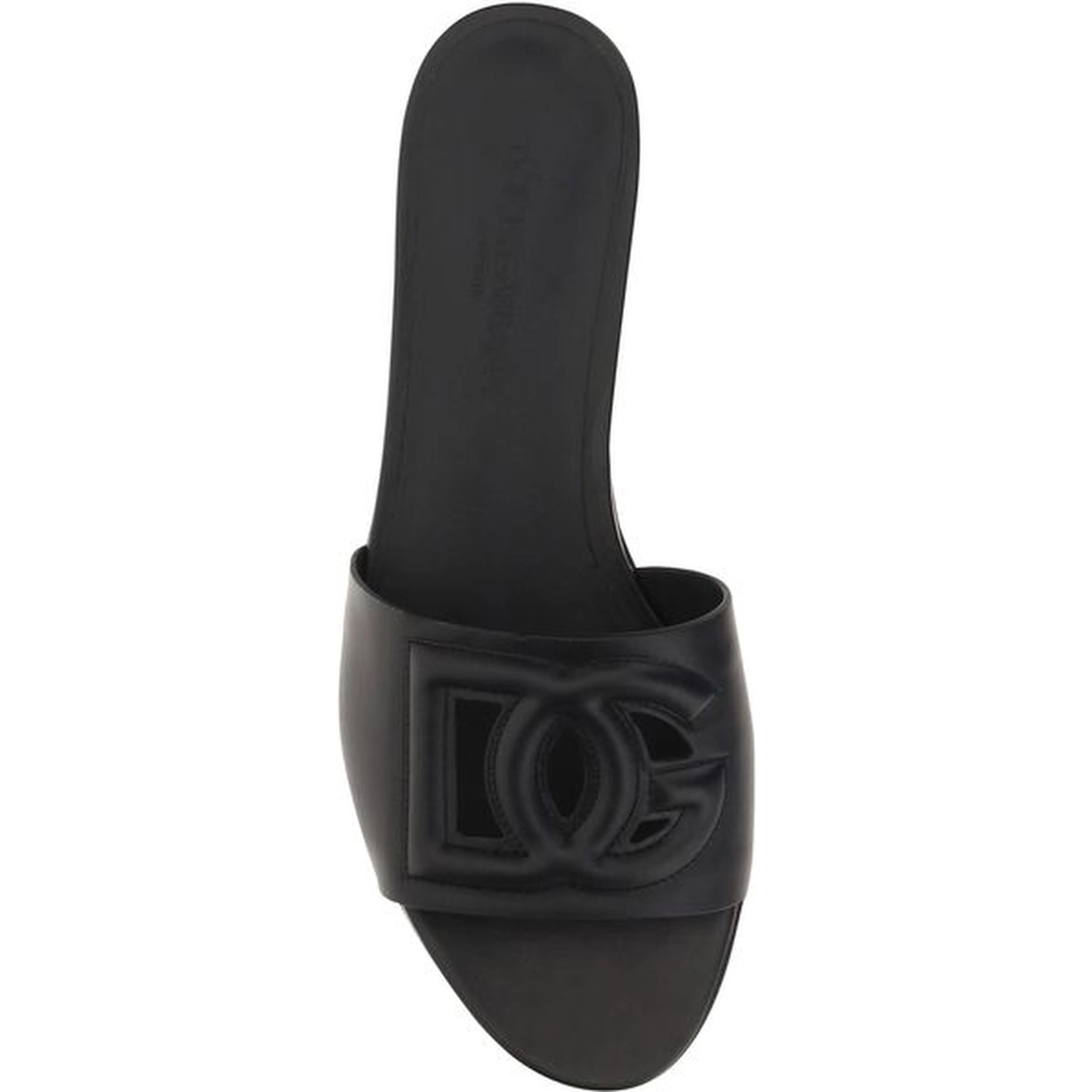 Black Calf Leather Bos Taurus Flat Sandals