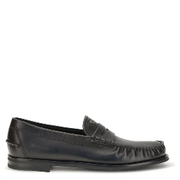 Black Calf Leather Bos Taurus Slip-On Loafers